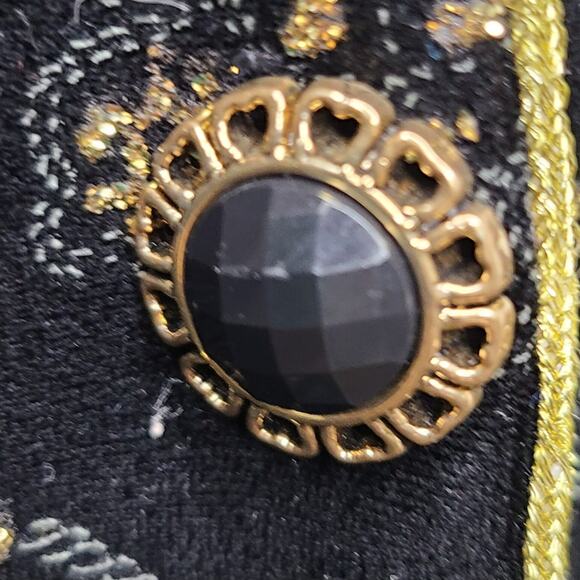 RK Evening Womens Black Metallic Gold Velvet Button Jacket SZ 22W Whimsigoth VTG - Picture 3 of 11